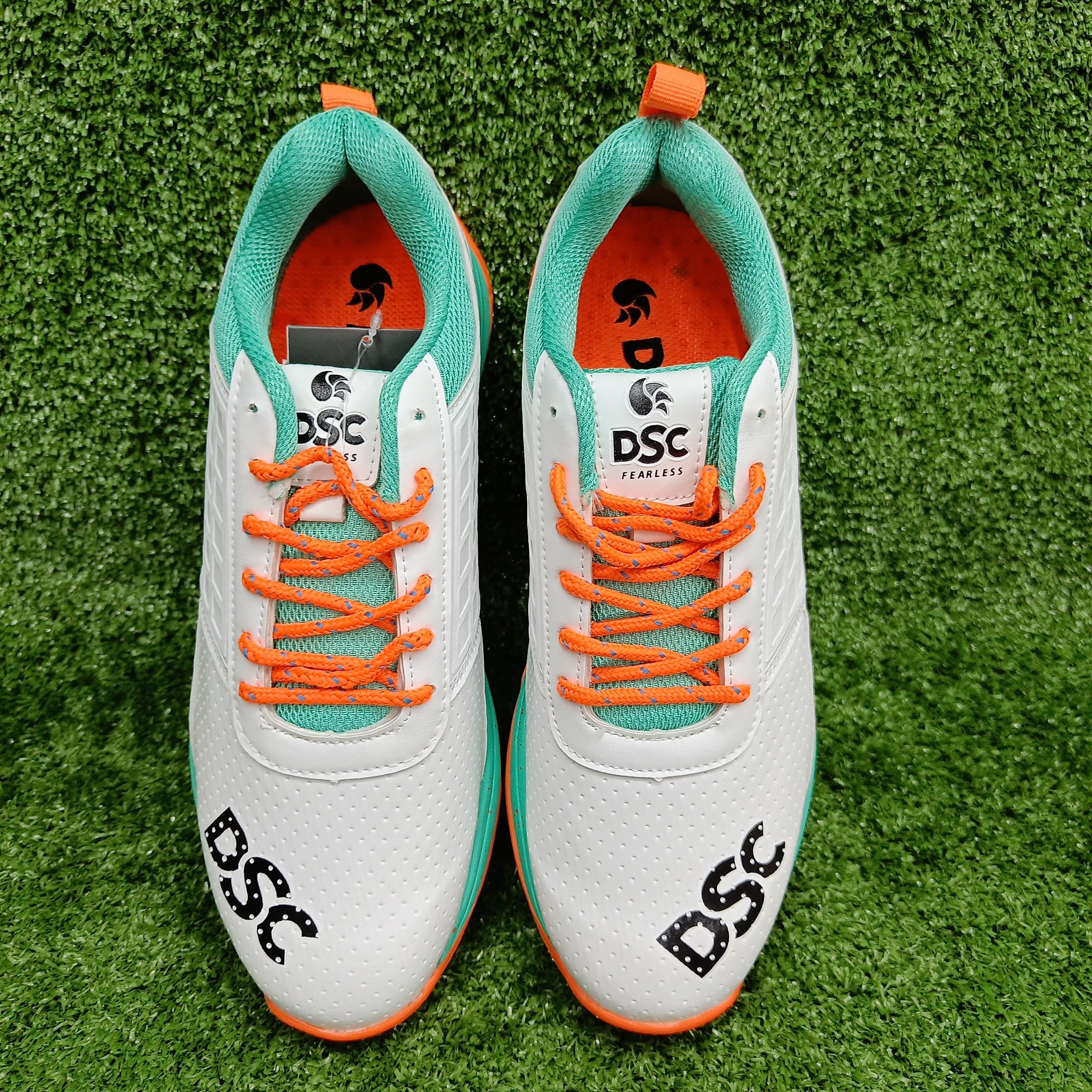 DSC Jaffa 22 (White and Sea Green) Junior Cricket Shoes