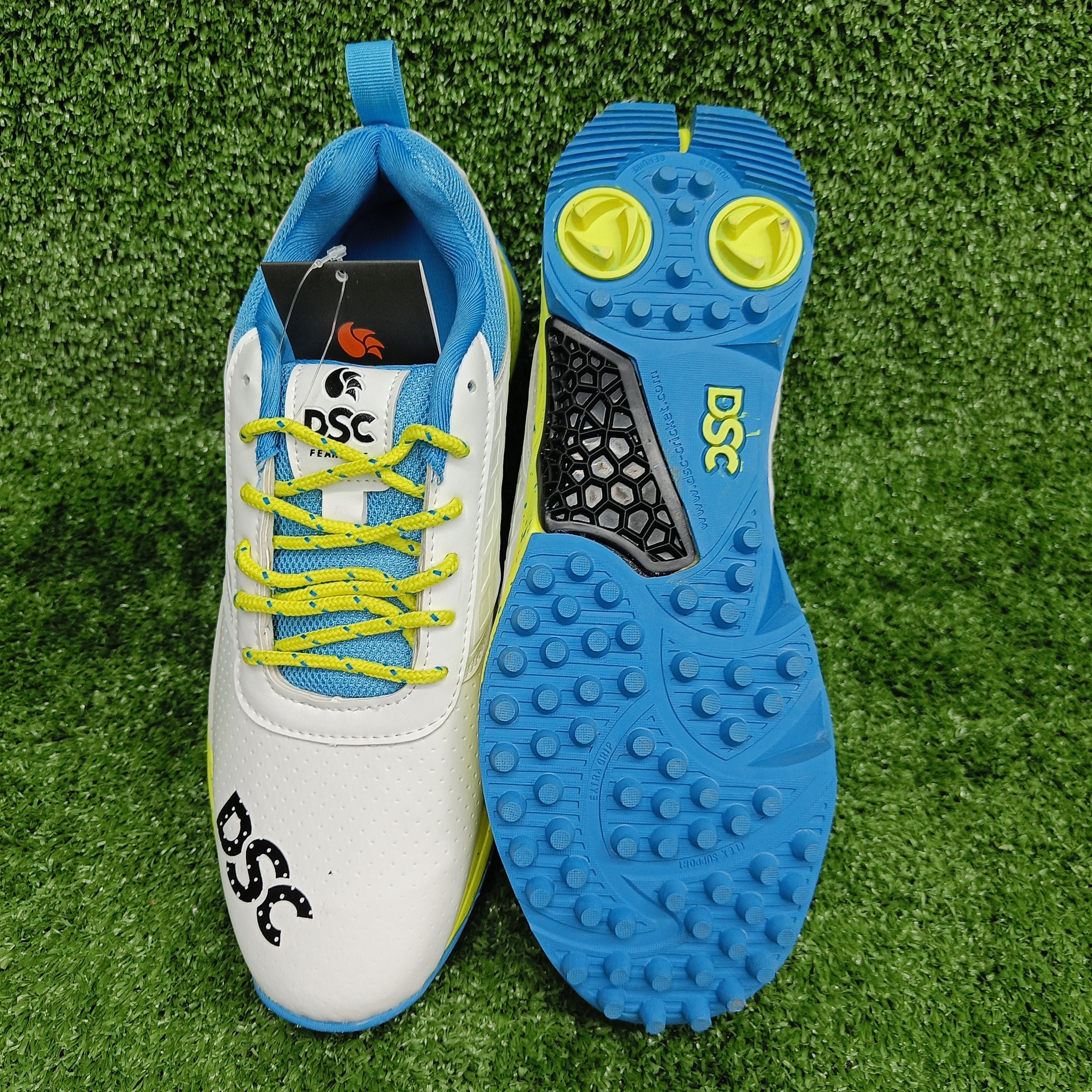 DSC Jaffa 22 (White and Lemon) Cricket Shoes