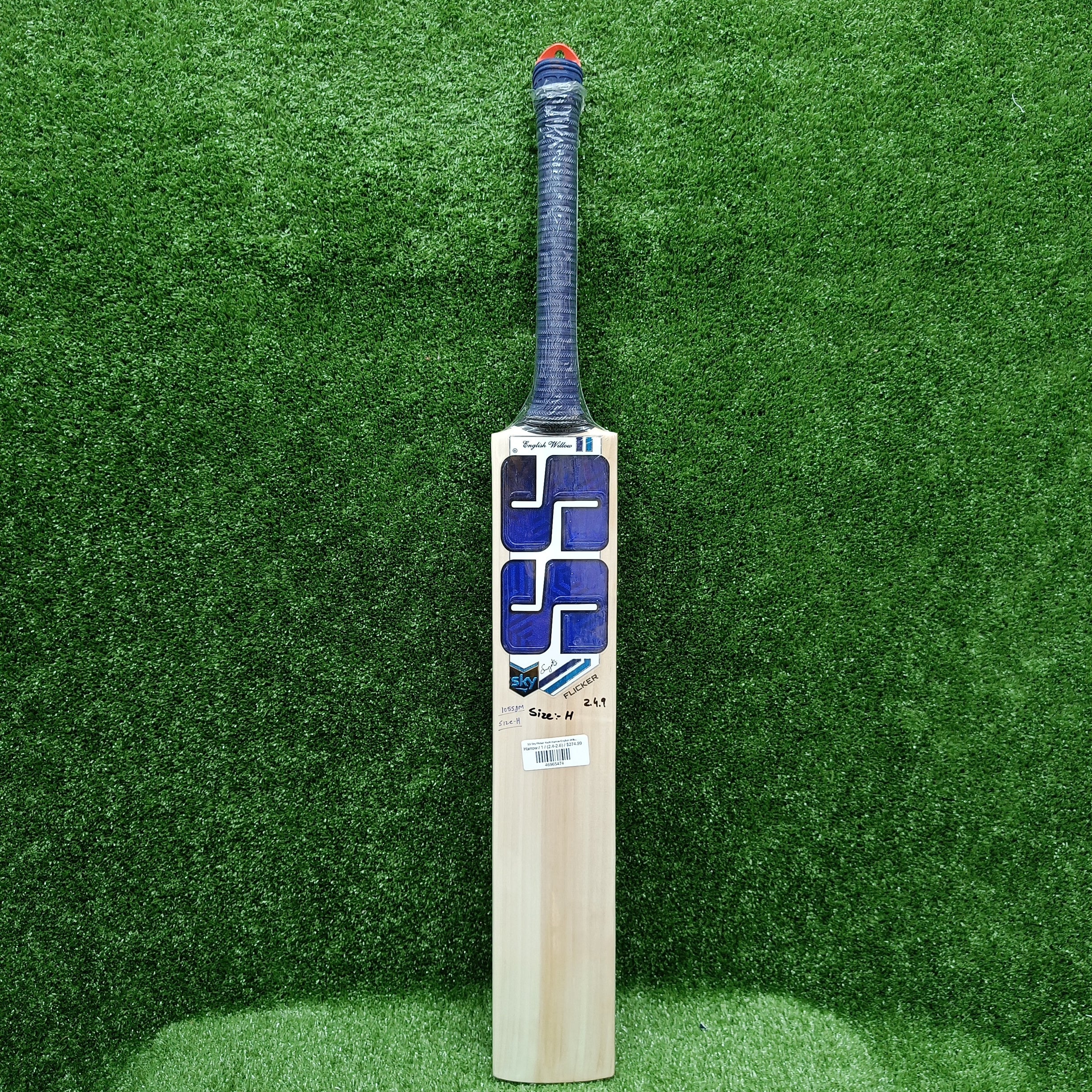 SS Sky Flicker Youth Harrow English Willow Cricket Bat by SS - in-use view - TopCricketStore