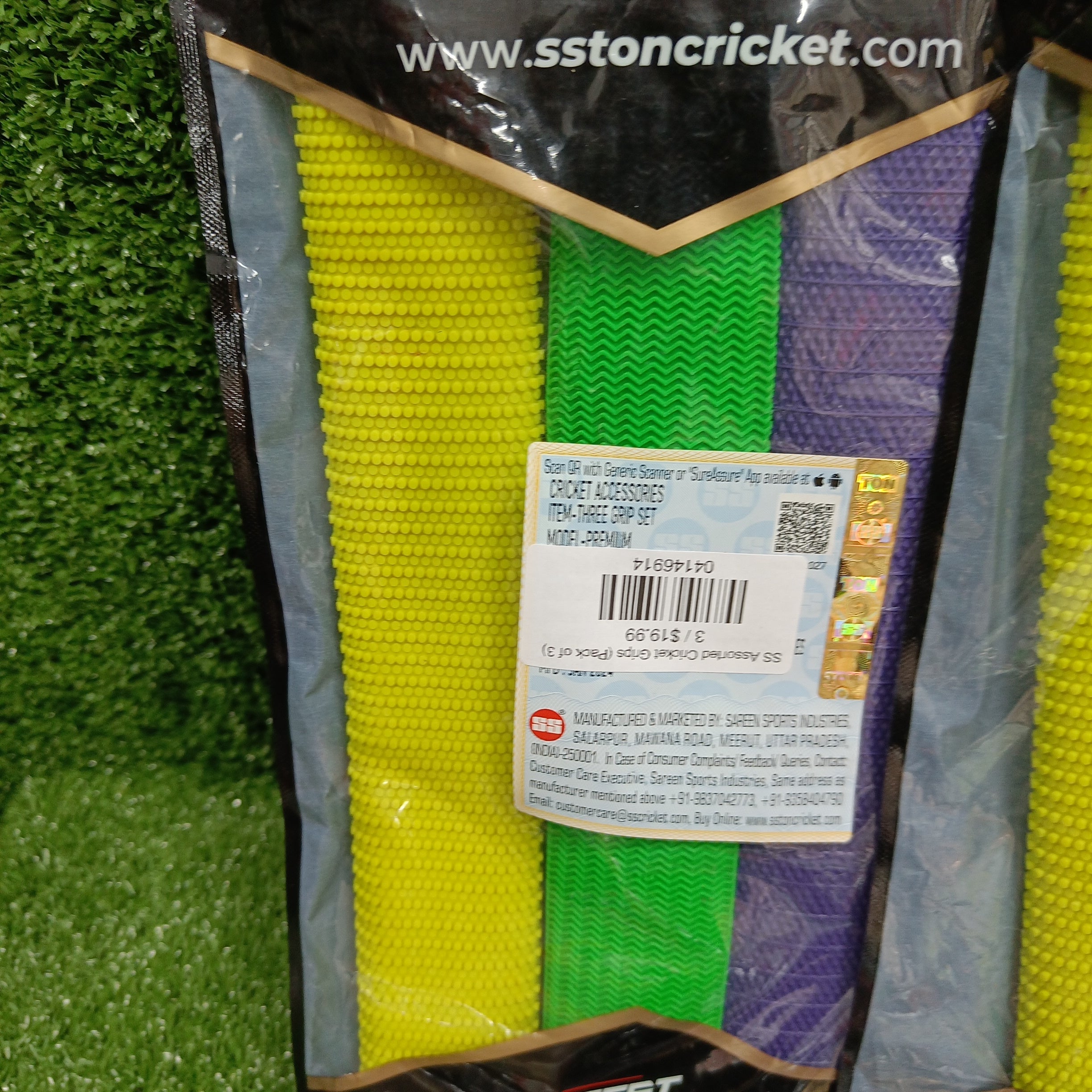 SS Assorted Cricket Grips (Pack of 3) by SS - back view - TopCricketStore