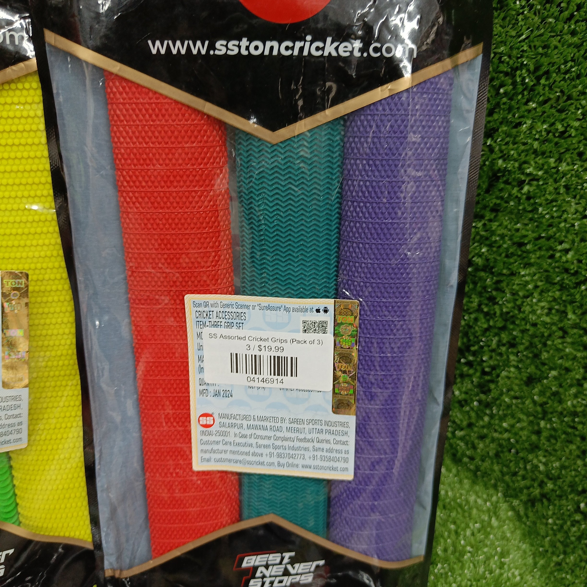 SS Assorted Cricket Grips (Pack of 3) by SS - packaging view - TopCricketStore