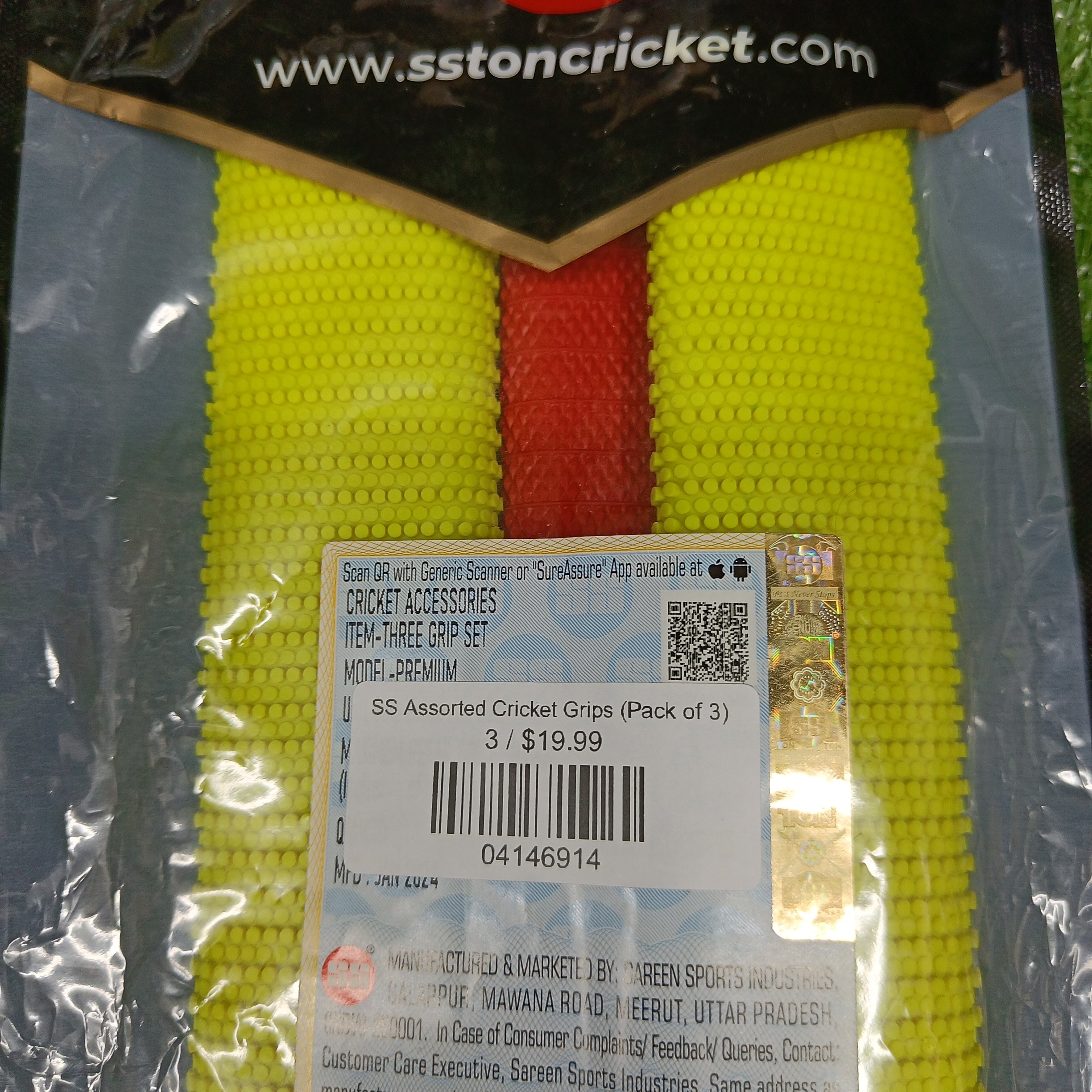 SS Assorted Cricket Grips (Pack of 3) by SS - in-use view - TopCricketStore