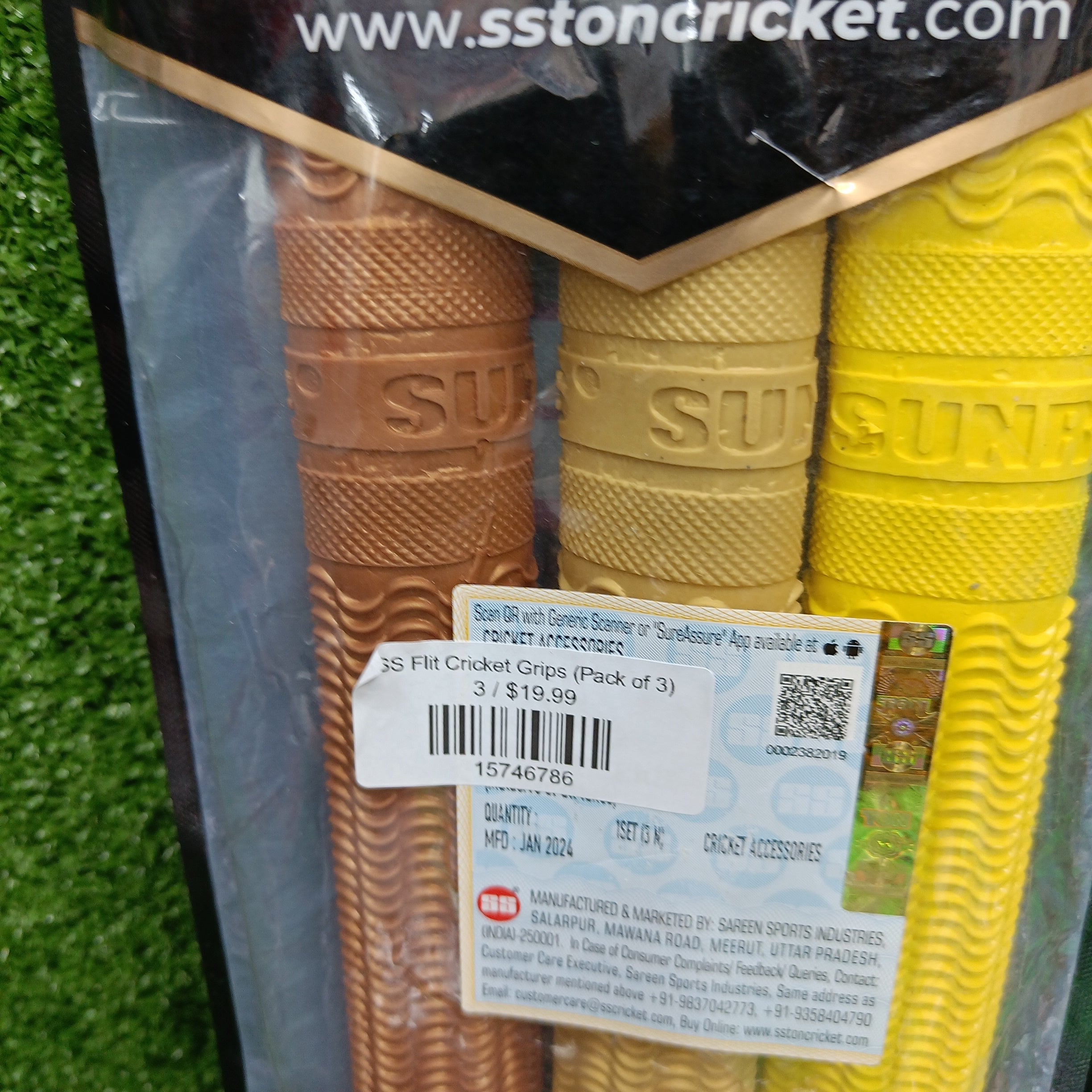SS Flit Cricket Grips (Pack of 3) by SS - back view - TopCricketStore