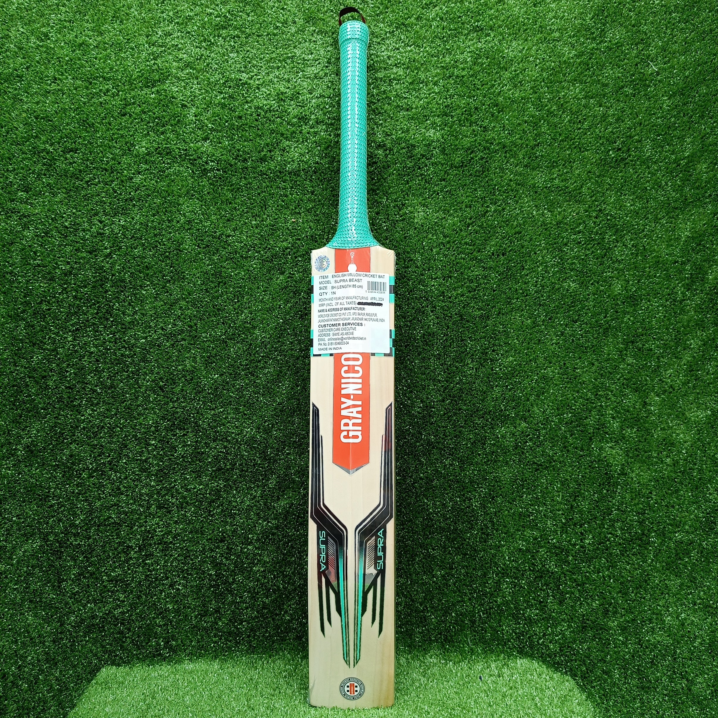 Gray-Nicolls Supra Beast English Willow Cricket Bat - Green Sticker