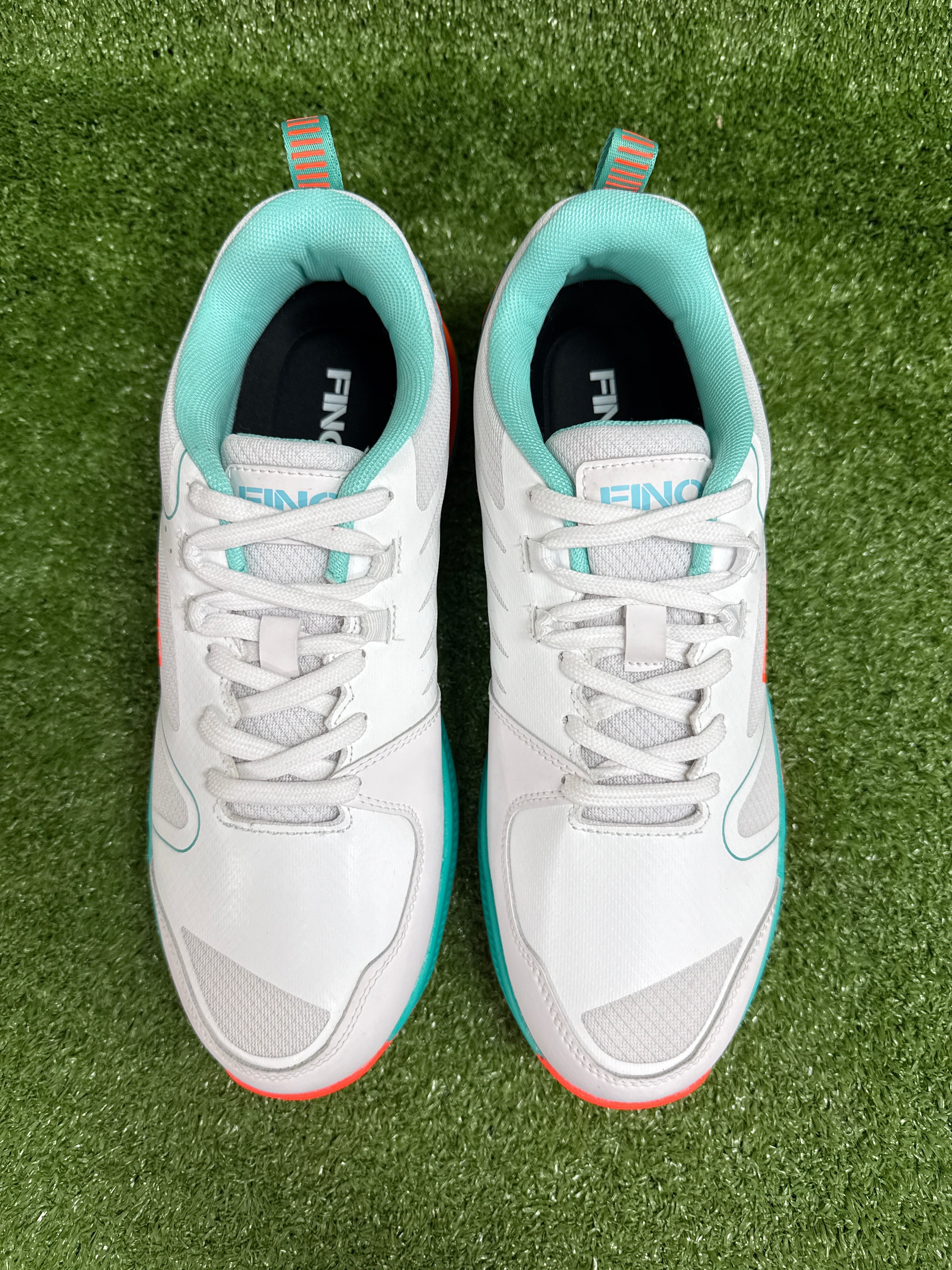 FINO C-14 Cricket Shoes White and Teal