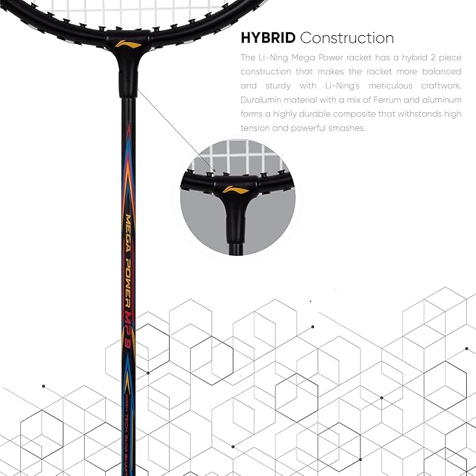 Li-Ning Mega Power 9 Badminton Racket Prestrung by Li-Ning - close-up detail - TopCricketStore