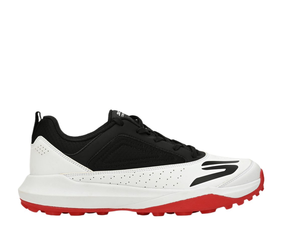 Skechers Cricket Turf Shoes - Rubber Spikes - White/Black/Red by Skechers - TopCricketStore
