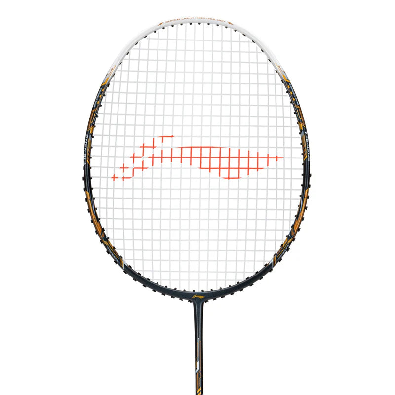 Li-Ning Air Force 77 G3 Badminton Racket Prestrung (Dark Grey/White/Gold) by Li-Ning - back view - TopCricketStore