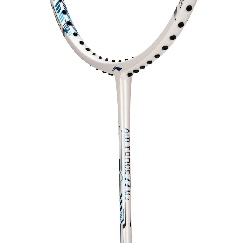 Li-Ning Air Force 77 G3 Badminton Racket Prestrung (White/Silver/Blue) by Li-Ning - back view - TopCricketStore