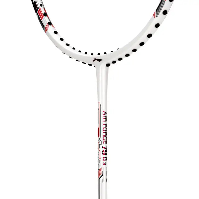 Li-Ning Air Force 79 G3 Badminton Racket Prestrung (White/Gold/Red) by Li-Ning - close-up detail - TopCricketStore