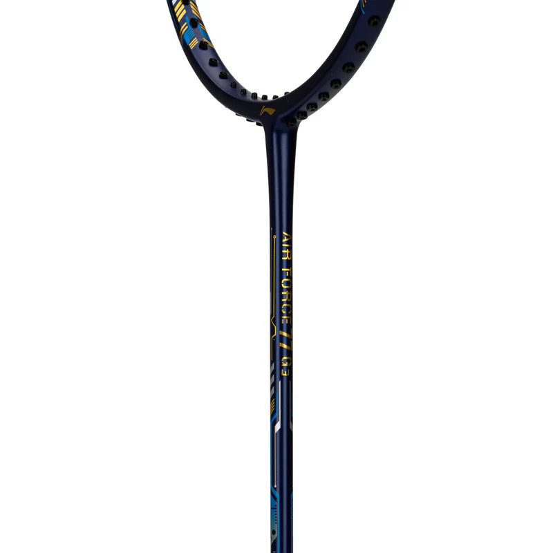 Li-Ning Air Force 77 G3 Badminton Racket Prestrung (Navy/Blue/Gold) by Li-Ning - close-up detail - TopCricketStore