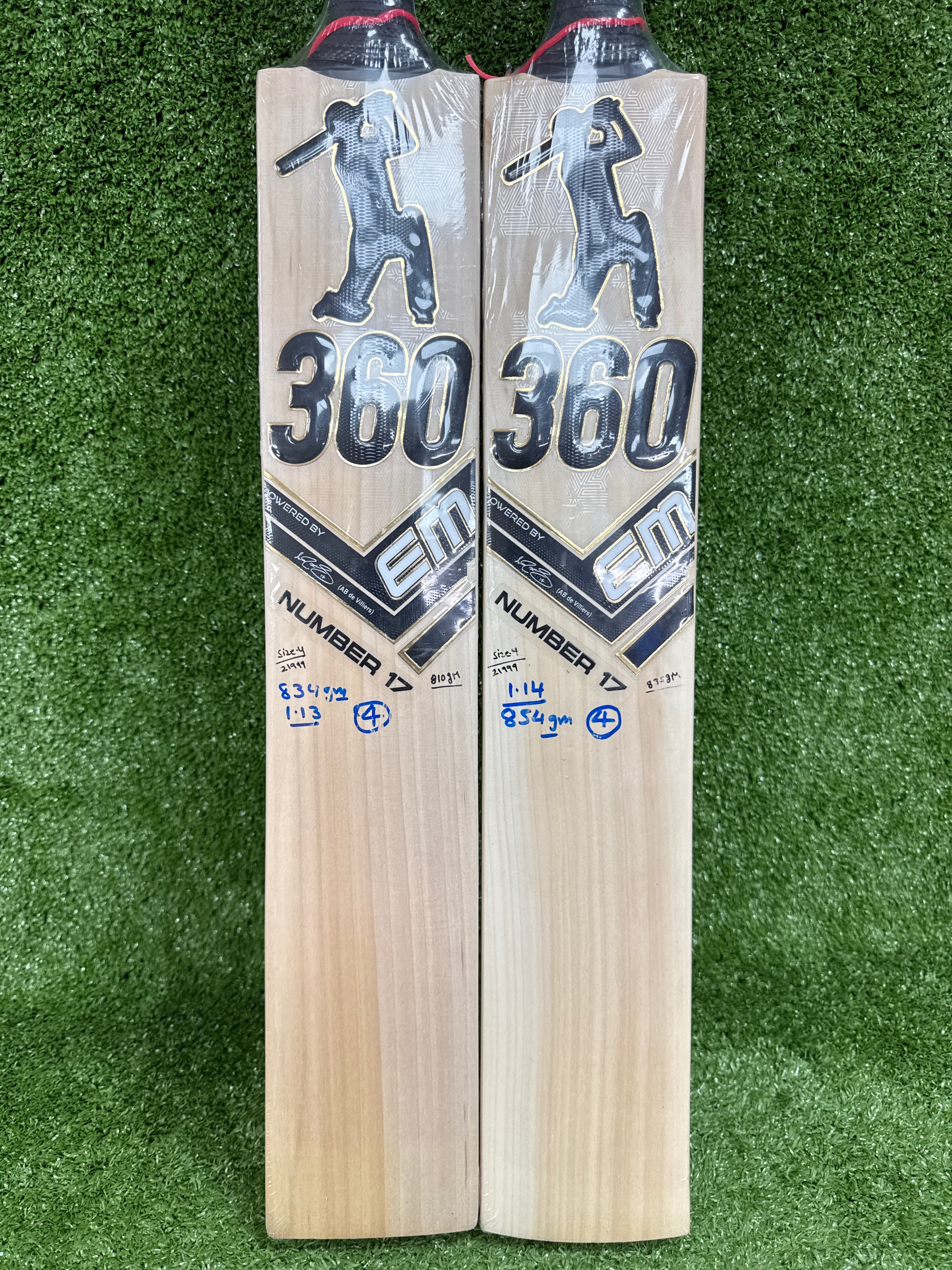 EM 360 No. 17 AB de Villiers Junior Youth English Willow Cricket Bat