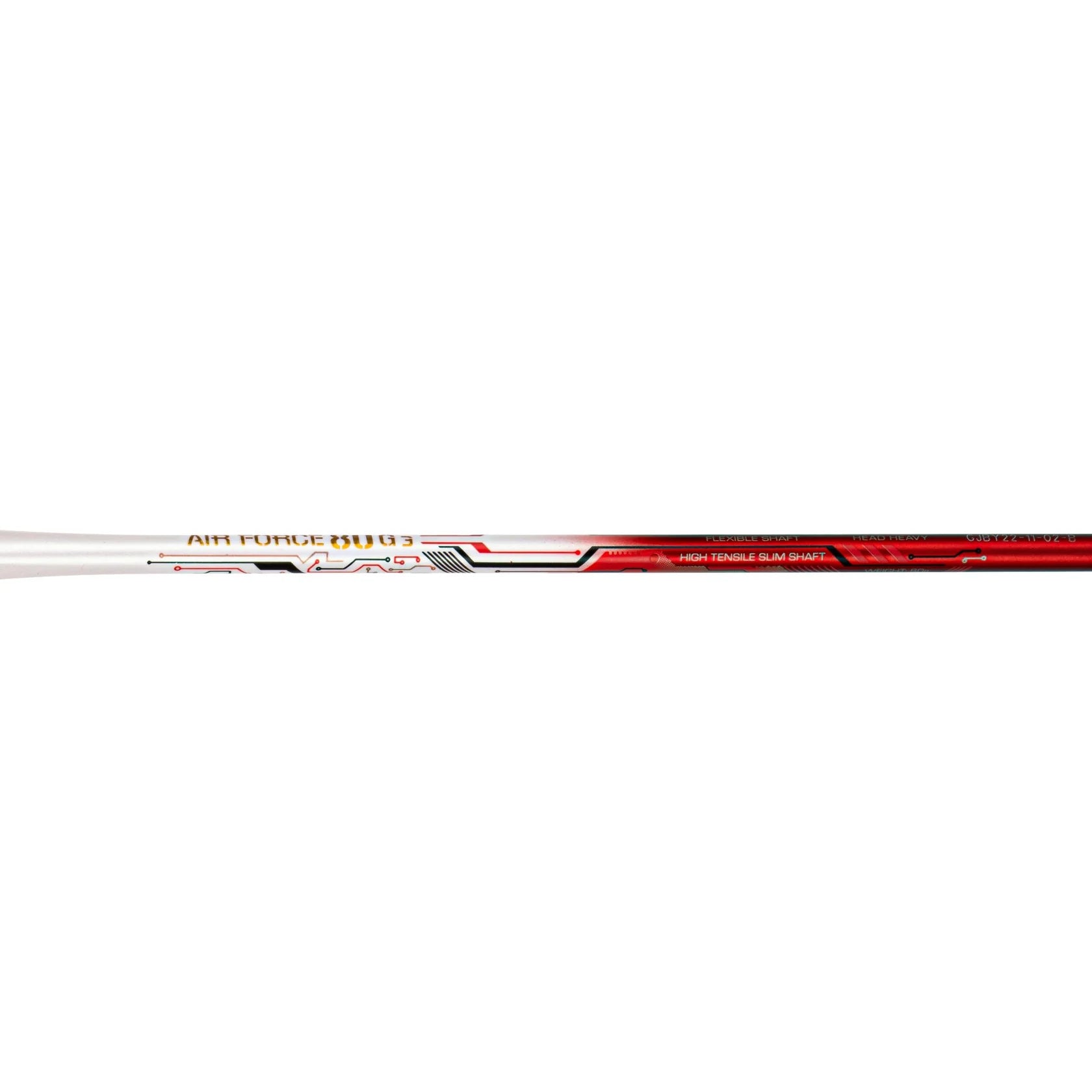 Li-Ning Air Force 80 G3 White/Red/Black Badminton Racket Prestrung by Li-Ning - close-up detail - TopCricketStore