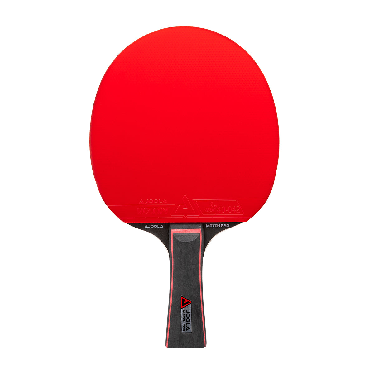 JOOLA Match Pro table tennis racket, red forehand side