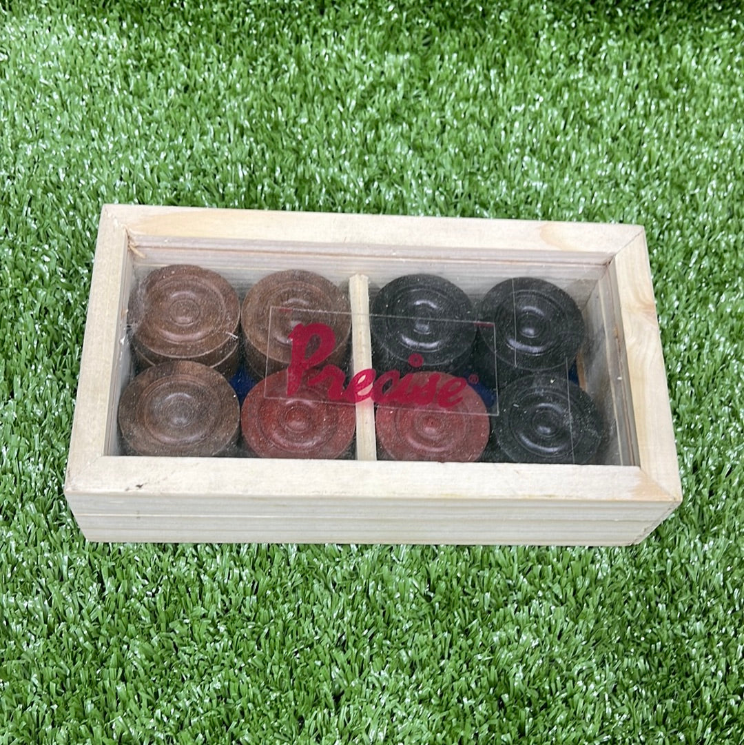 Precise Elegant Wooden Case Carrom Coins Set