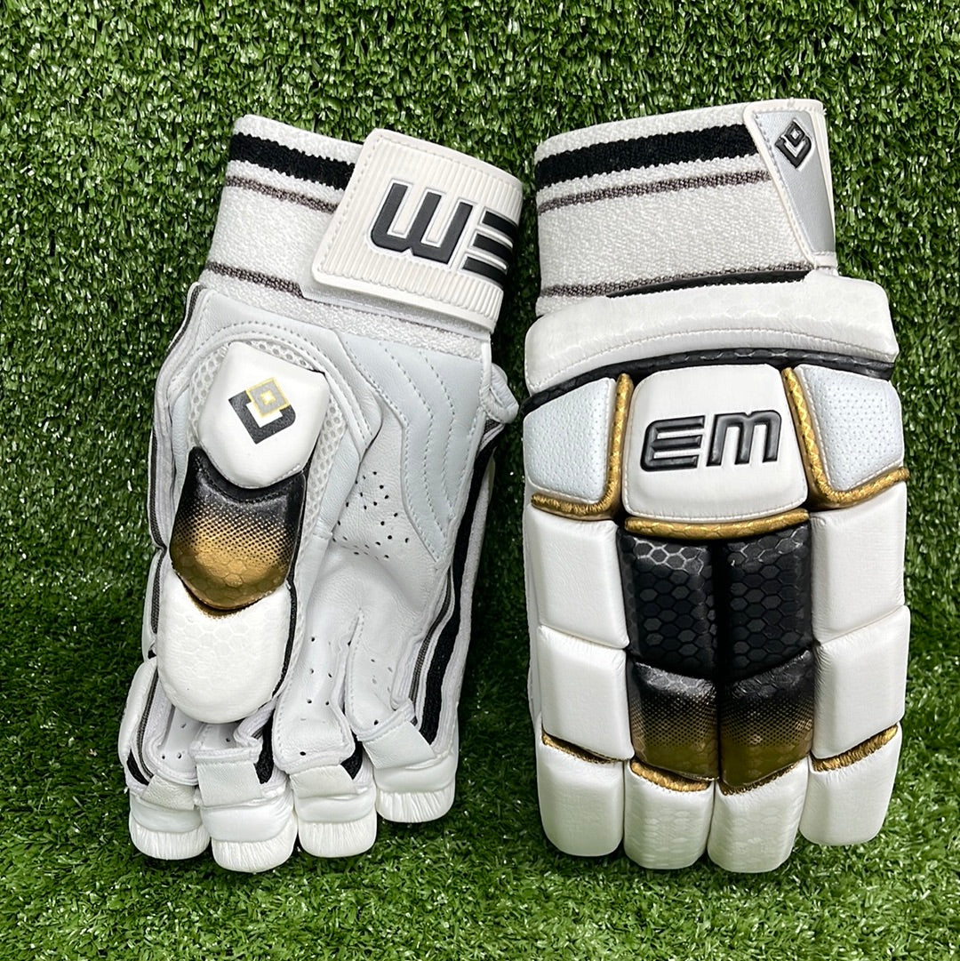 EM GT 1.0 White Adult Cricket Batting Gloves