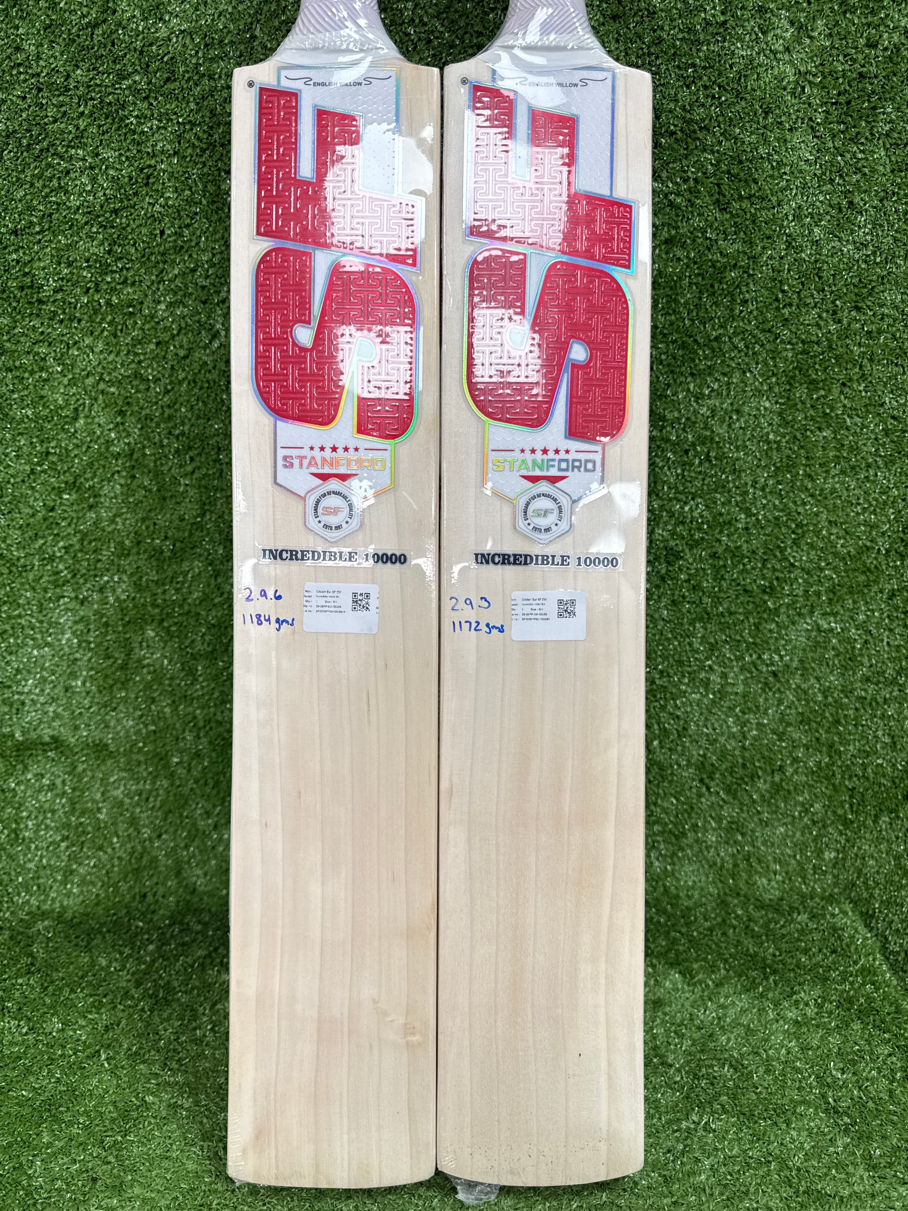 SF Incredible 10000 English Willow Cricket Bat Red by SF - side view - TopCricketStore