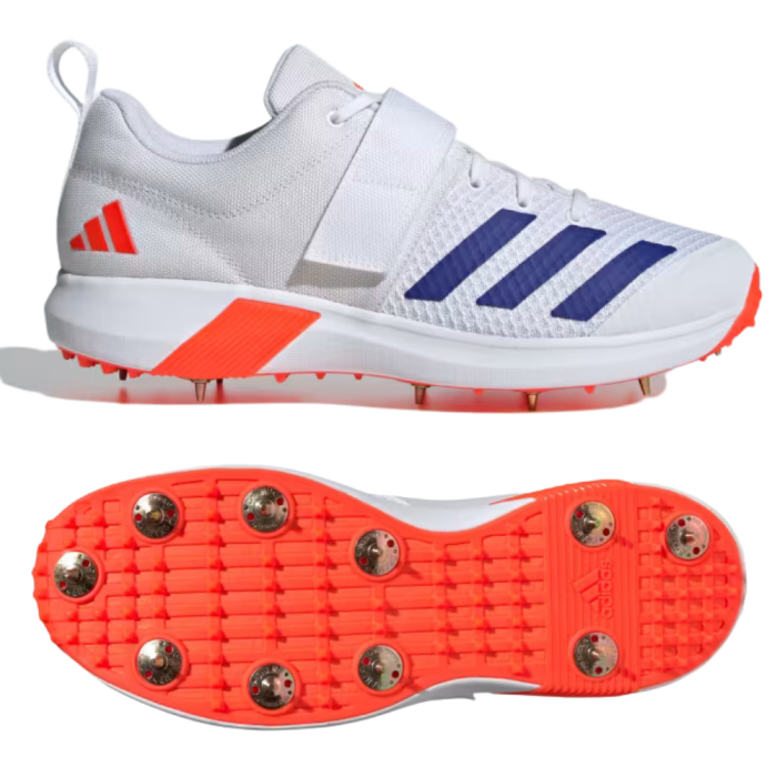 Adidas Adipower Vector 20 Cricket Metal Spike Shoes - White/Blue