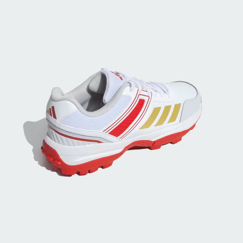 Adidas Yard White / Preloved Lime / White / Off White Cricket Shoes by Adidas - in-use view - TopCricketStore
