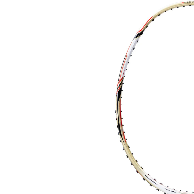 Li-Ning Aeronaut 9000 (White/Gold) - Shi Yuqi Model | Boost Series Unstrung by Li-Ning - back view - TopCricketStore
