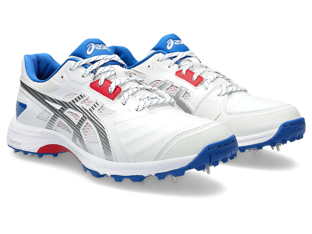Asics GEL-GULLY 7 - White/Pure Silver Cricket Metal Spike Shoes-1-Top_Cricket_Store
