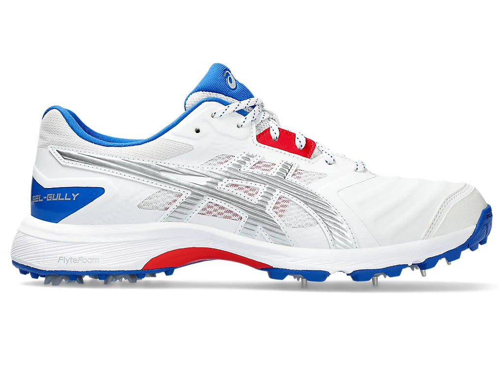 Asics GEL-GULLY 7 - White/Pure Silver Cricket Metal Spike Shoes-2-Top_Cricket_Store