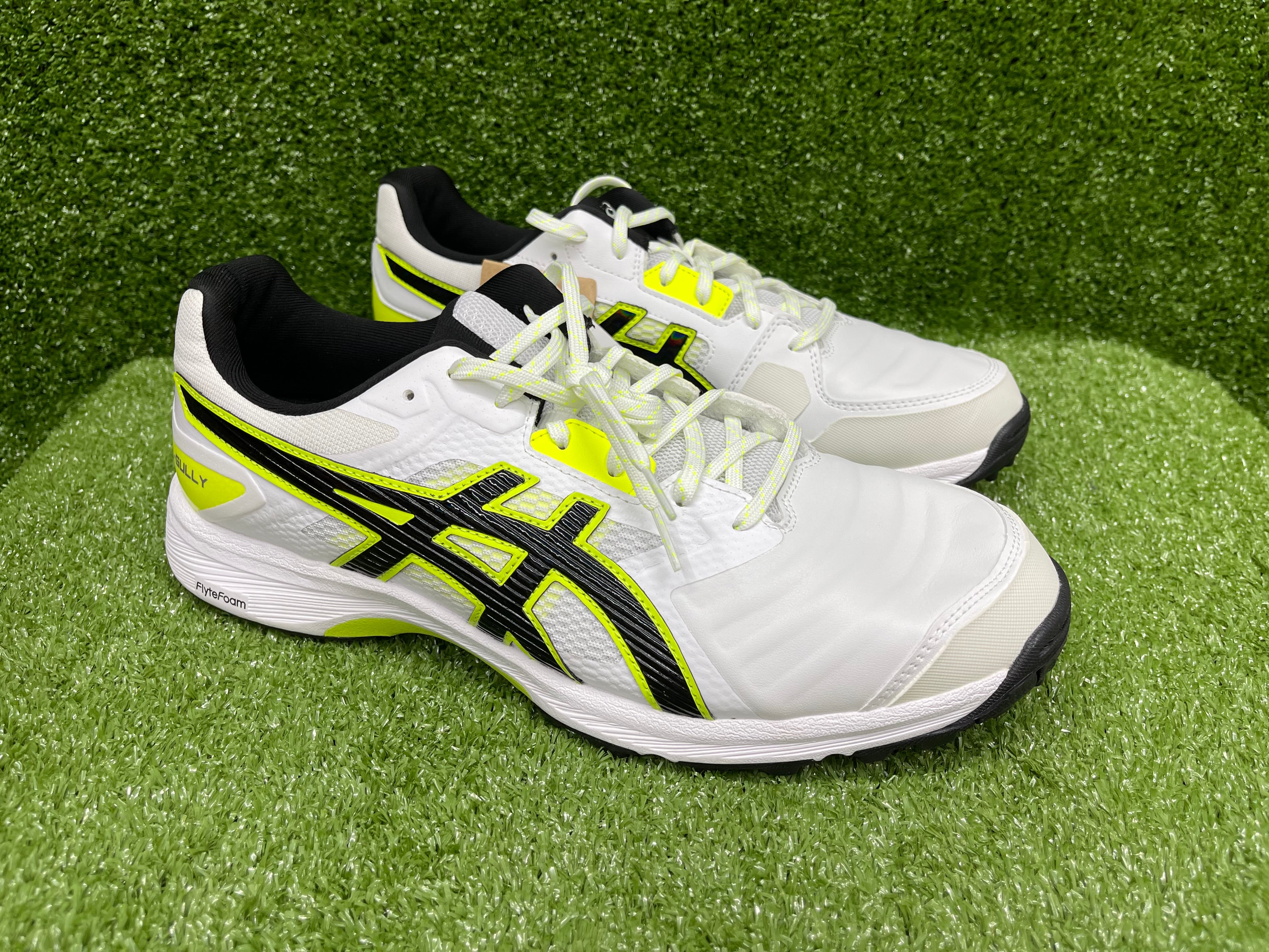 Asics GEL-GULLY 7 - White / Safety Yellow Cricket Metal Spike Shoes-2-Top_Cricket_Store