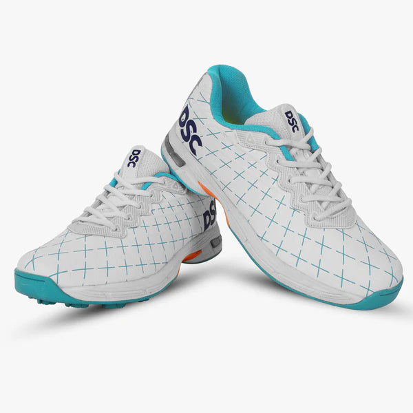 DSC Biffer 22 (White, Teal, Orange) Junior / Youth Cricket Shoes