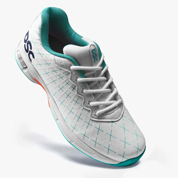 DSC Biffer 22 (White, Teal, Orange) Adult Cricket Shoes