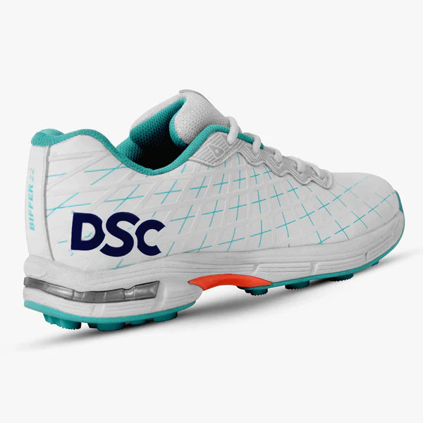 DSC Biffer 22 (White, Teal, Orange) Adult Cricket Shoes