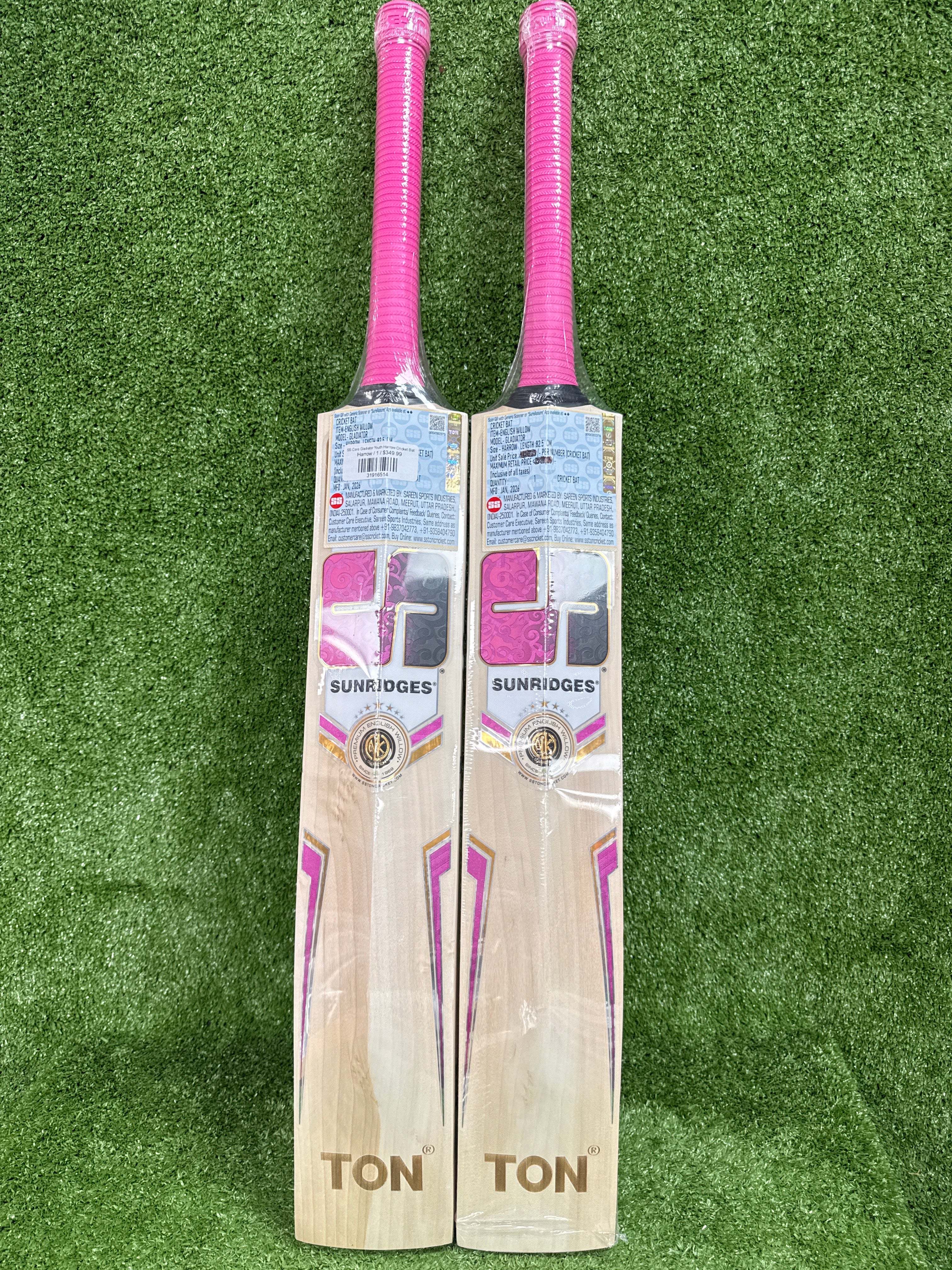 SS Core Gladiator Youth Harrow Cricket Bat by SS - close-up detail - TopCricketStore
