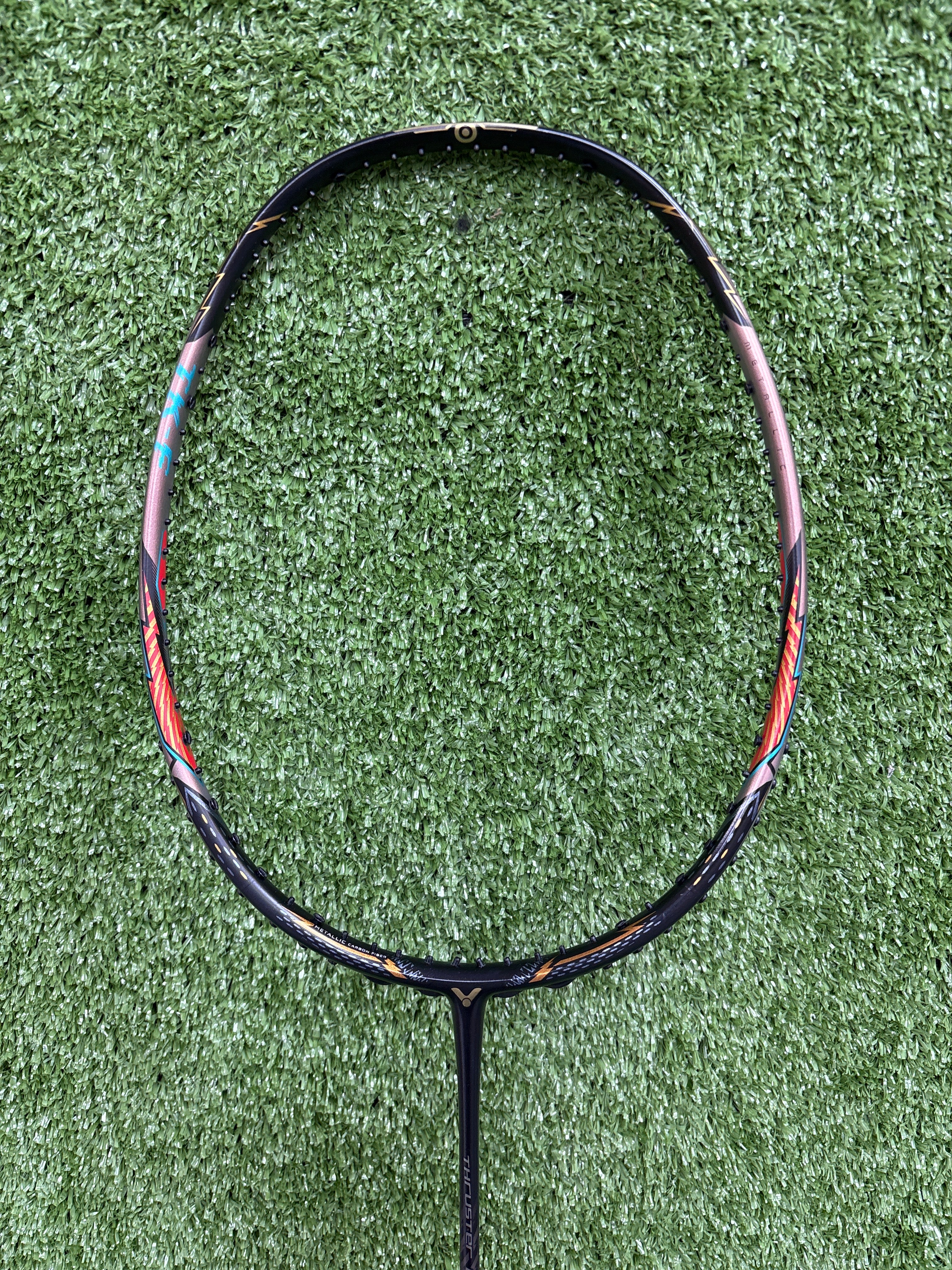 Victor Thruster K Falson Ultra Black Badminton Racket - Unstrung by Victor - back view - TopCricketStore