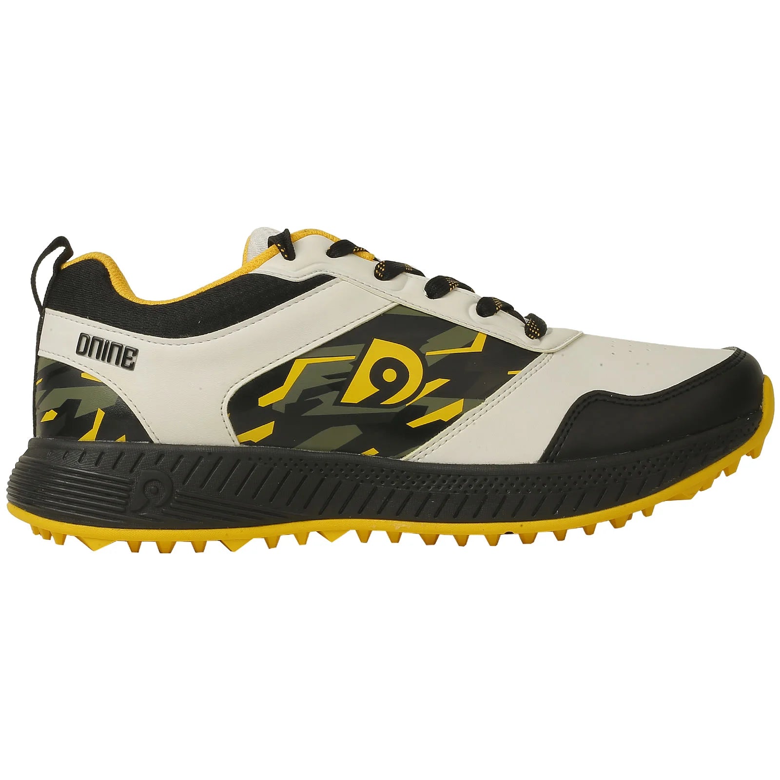 DNINE Polyurethane (PU) Prince-1 Yellow/Black Cricket Rubber Spike Shoes-2-Top_Cricket_Store