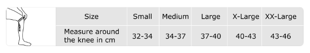 Dyna Sego Knee Support Open Patella Size Chart - Top Cricket Store