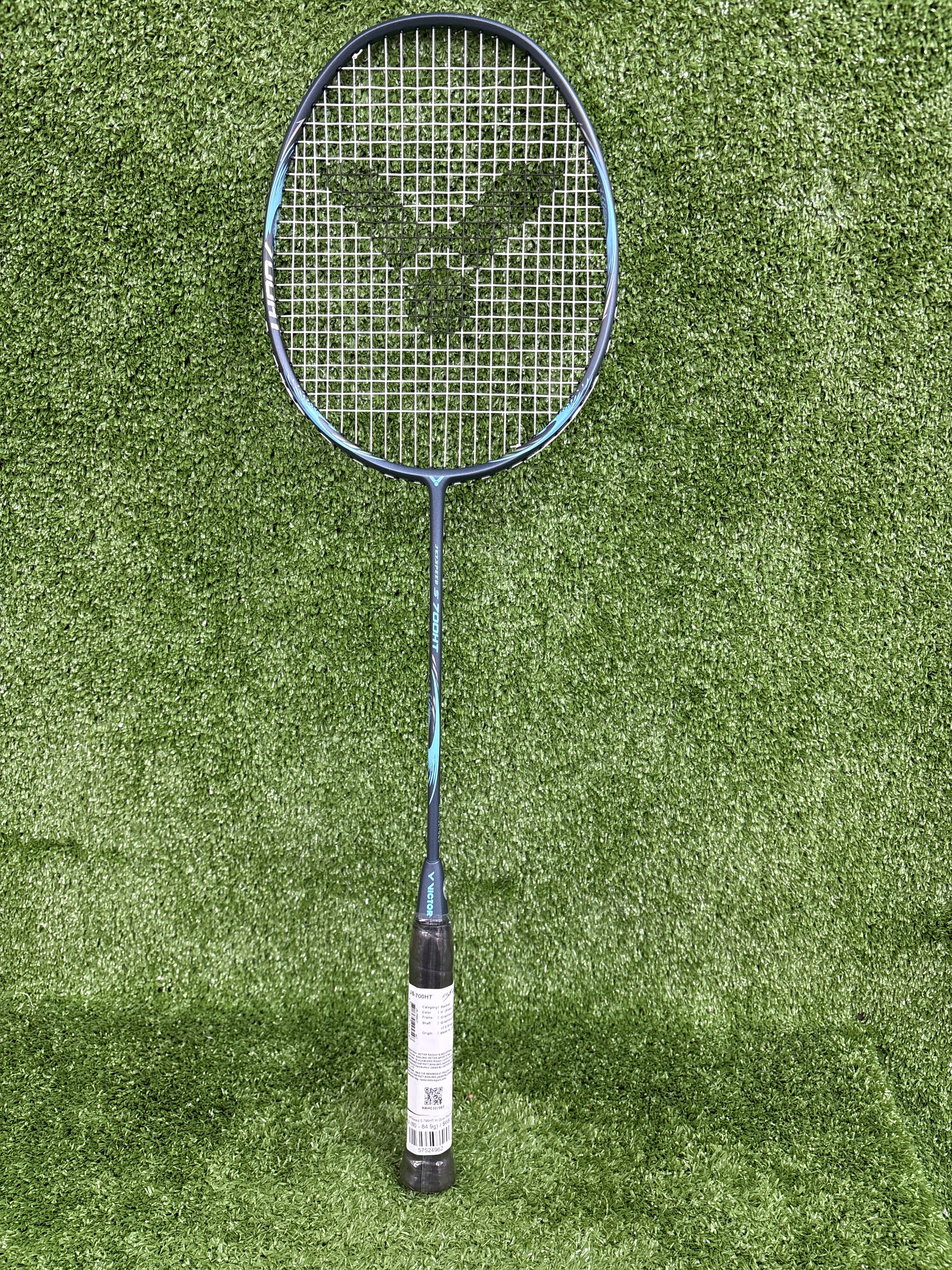 Victor JetSpeed S 700HT H Grey Badminton Racket by Victor - in-use view - TopCricketStore