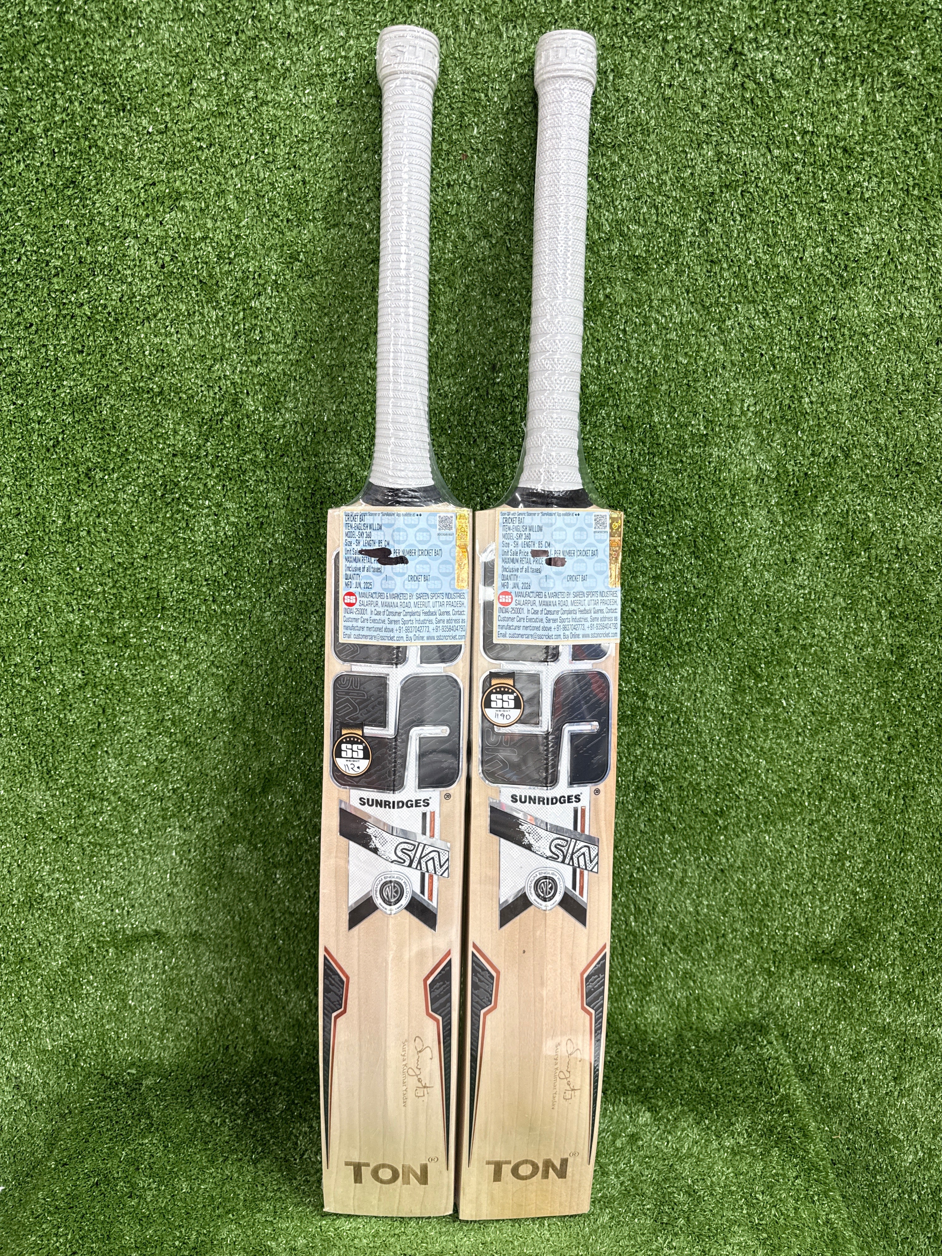 SS Sky 360 English Willow Cricket Bat Short Handle by SS - close-up detail - TopCricketStore