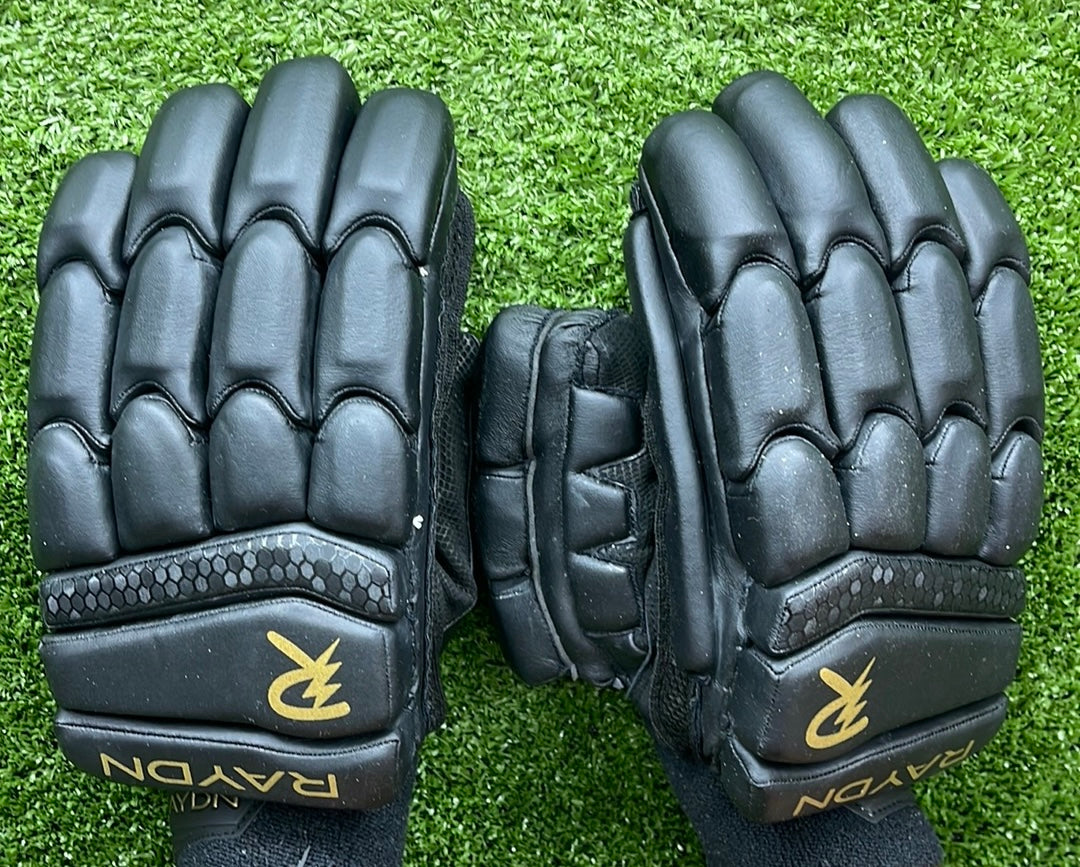 Raydn Players Pro Youth Cricket Batting Gloves (With Pittard) White / Navy Blue / Black