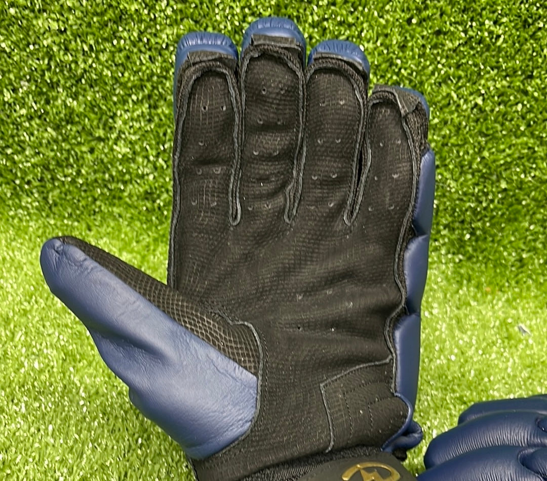 Raydn Players Pro Youth Cricket Batting Gloves (With Pittard) White / Navy Blue / Black