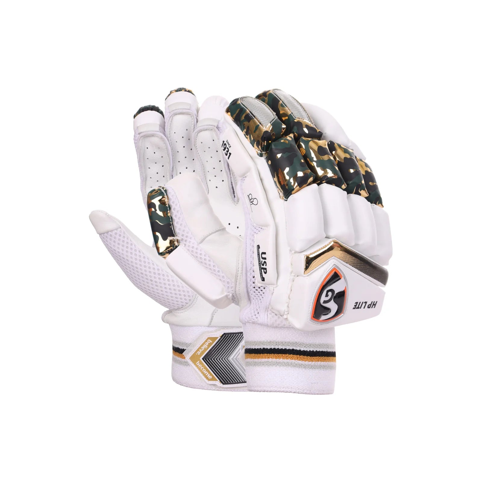 SG HP Lite Adult Batting Gloves - Hardik Pandya Series Gold Green