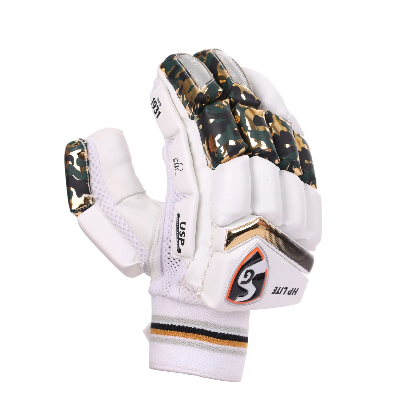 SG HP Lite Adult Batting Gloves - Hardik Pandya Series Gold Green