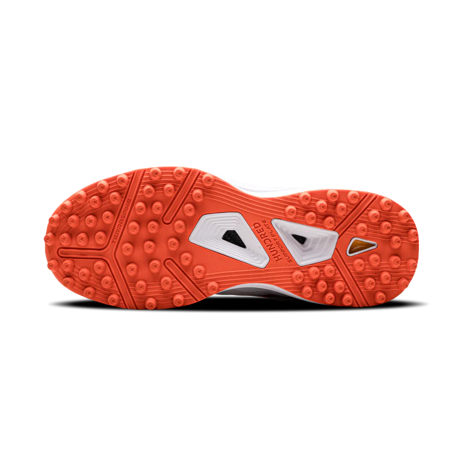 Hundred TerraField Cricket Shoes (White/Orange/Navy)