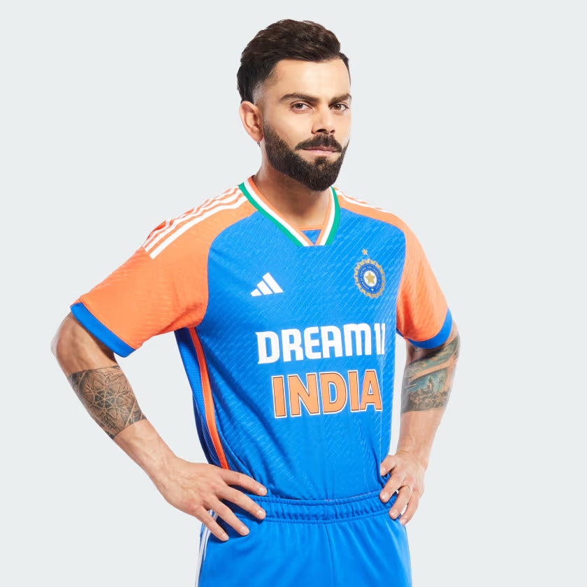 INDIA CRICKET T20 INTERNATIONAL PLAYER JERSEY Dark Blue / True Orange
