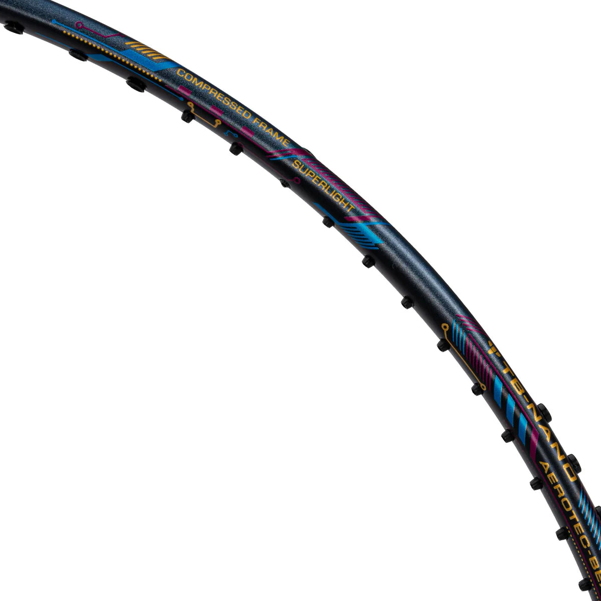 Li-Ning Air Force 79 G3 Badminton Racket Prestrung (Charcoal/Grey/Blue) by Li-Ning - in-use view - TopCricketStore