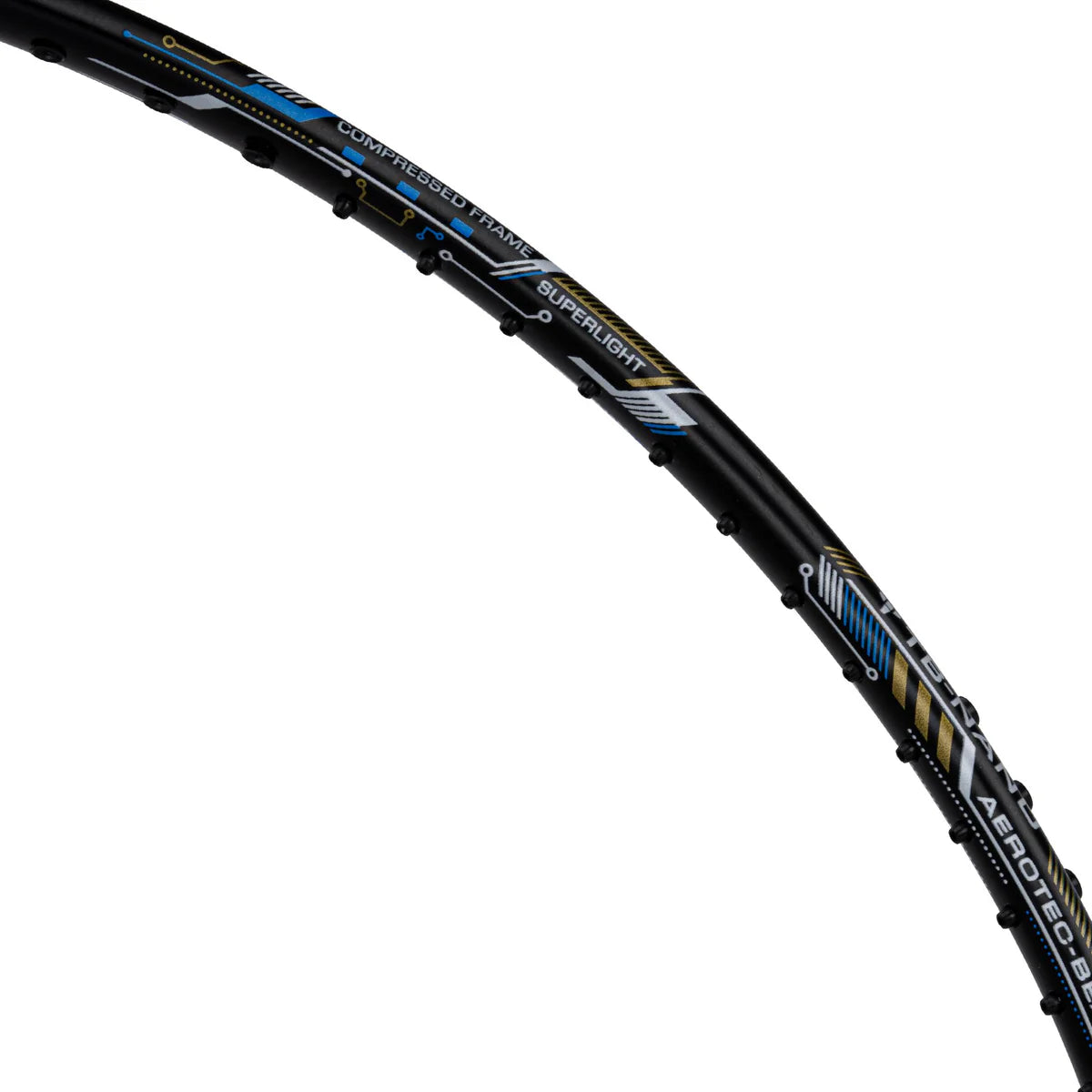 Li-Ning Air Force 80 G3 Badminton Racket Prestrung (Black/Charcoal/Gold) by Li-Ning - in-use view - TopCricketStore