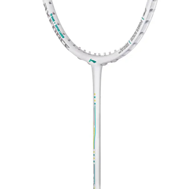 Li-Ning Axforce 60 4U White Badminton Racket Prestrung by Li-Ning - close-up detail - TopCricketStore