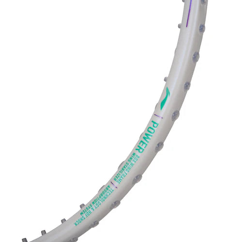 Li-Ning Axforce 80 4U White / Light Purple Badminton Racket Unstrung by Li-Ning - close-up detail - TopCricketStore