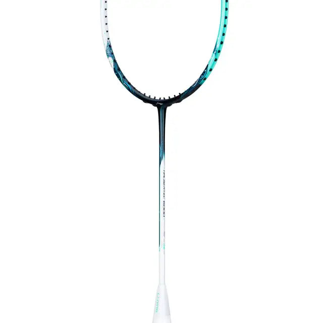 Li-Ning Halbertec 6000 Pearl White / Light Green Badminton Racket Unstrung by Li-Ning - close-up detail - TopCricketStore