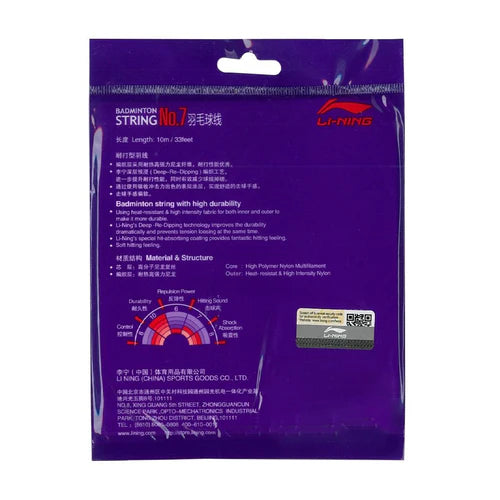 Li-Ning No7 Badminton String - Black - Back