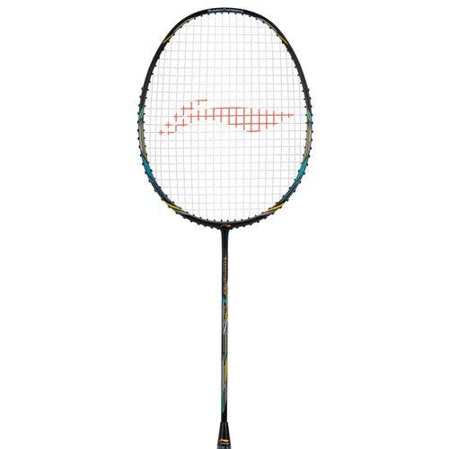 Li-Ning Turbo Charging Z Boost Black / Blue / Gold Badminton Racket Prestrung by Li-Ning - back view - TopCricketStore