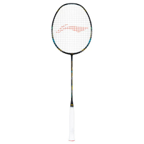 Li-Ning Turbo Charging Z Boost Black / Blue / Gold Badminton Racket Prestrung by Li-Ning - in-use view - TopCricketStore